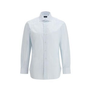 Finamore Striped Dress Shirt Men Blue Shirts